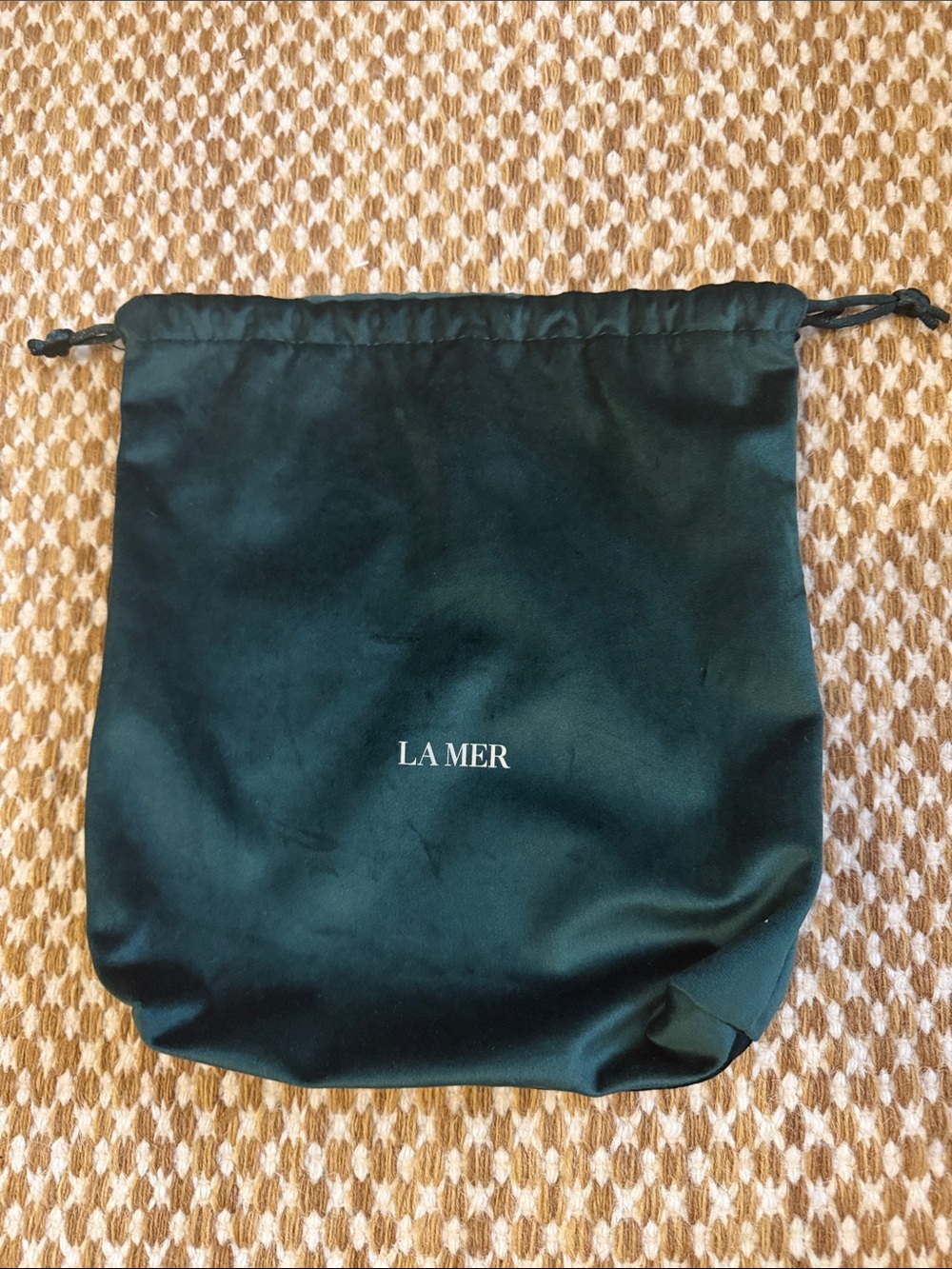 La Mer Emerald Green Satin Drawstring Pouch